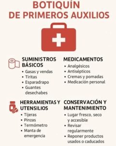 Botiquín de primeros auxilios equipado para evitar urgencias en una farmacia de guardia en Italia
