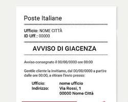 Modelo de avviso di giacenza de Poste Italiane recibido en el buzón.